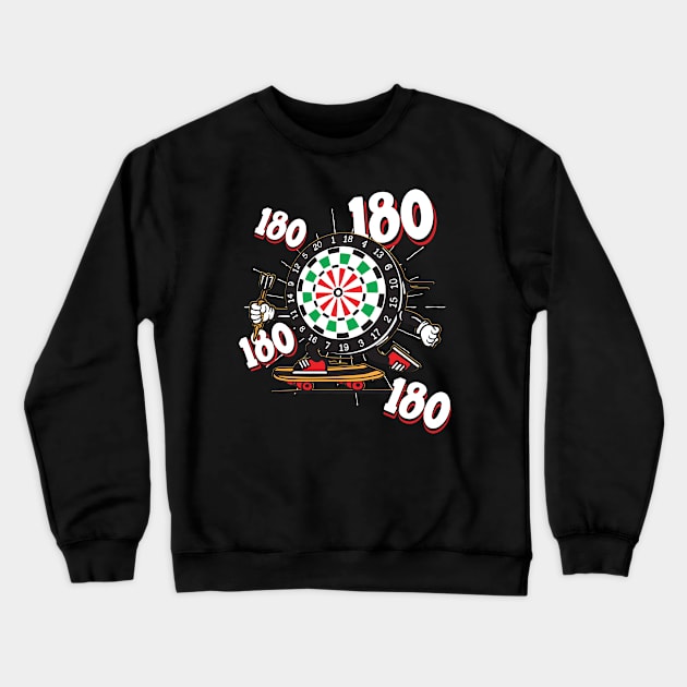 Darts Dartboard 180 Cartoon Crewneck Sweatshirt by Foxxy Merch